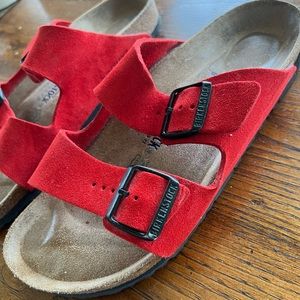Birkenstock Arizona Size 40 Red Suede